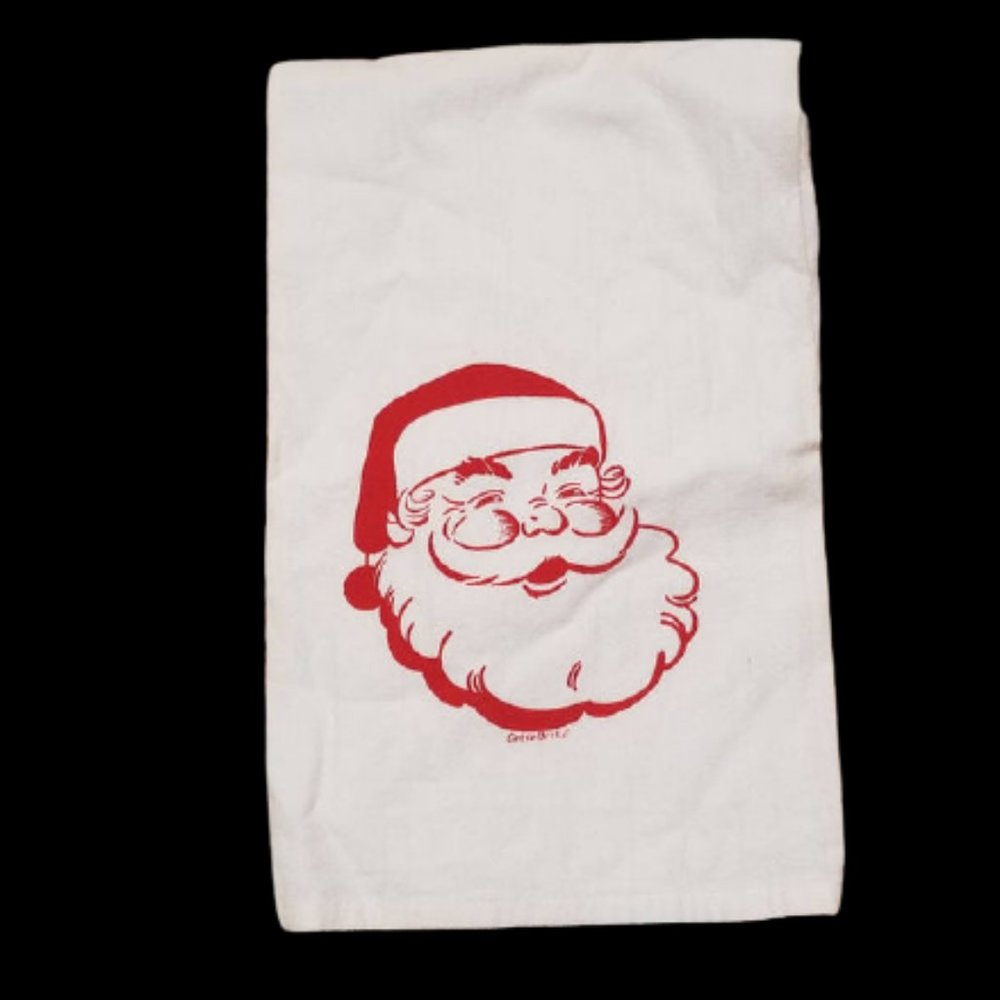 Santa Claus Flour Sack Dish Towel - Christmas Kitchen Decor